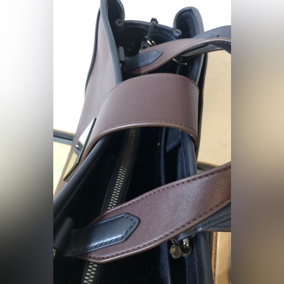 NWT Tumi Mariella Vivian Tote Burgundy Leather Satchel with Navy Trim - Picture 4 of 7